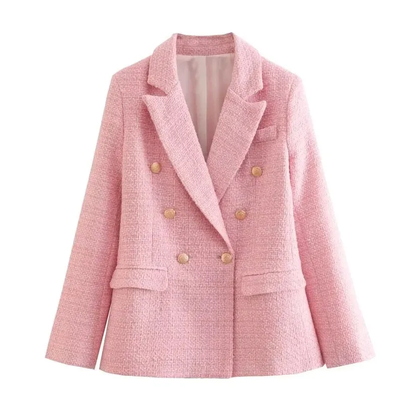 Double Breasted Button Up Casual Coat Women's Blazer