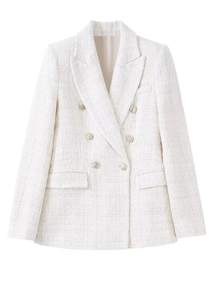 Double Breasted Button Up Casual Coat Women's Blazer