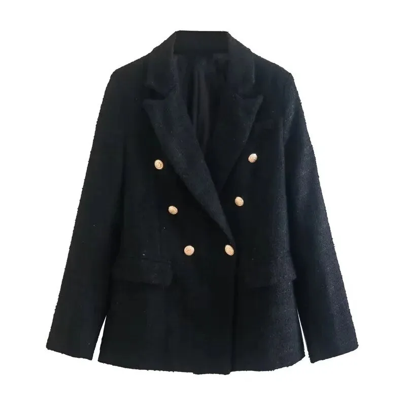 Double Breasted Button Up Casual Coat Women's Blazer