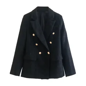 Double Breasted Button Up Casual Coat Women's Blazer