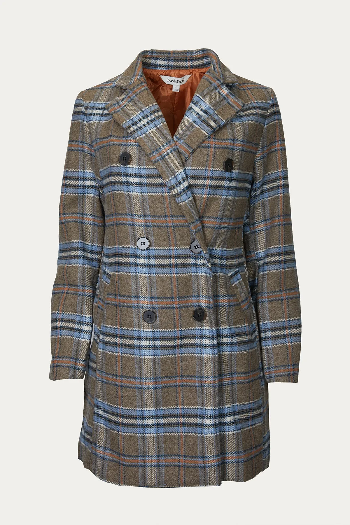 DOUBLE-BREASTED CHECKED COAT