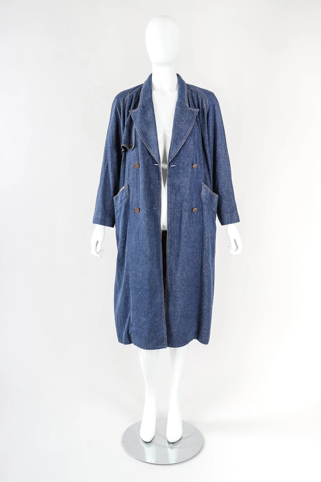 Double Breasted Denim Cocoon Coat