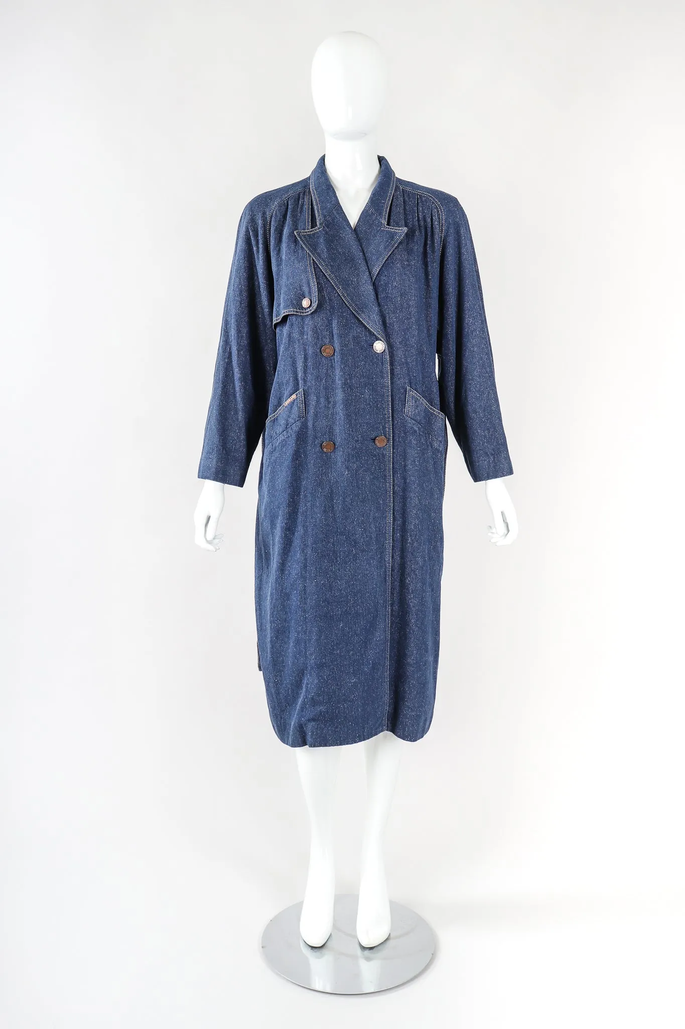 Double Breasted Denim Cocoon Coat