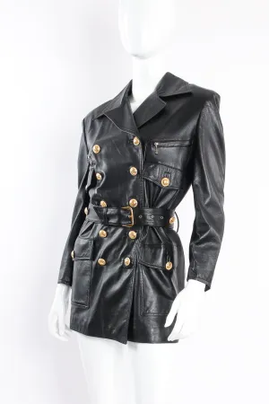 Double Breasted Leather Trench Coat