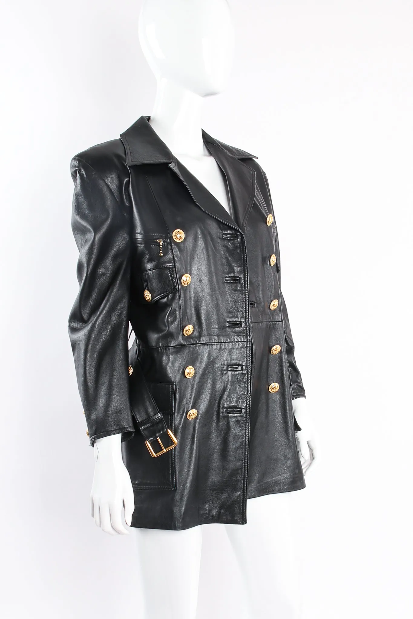 Double Breasted Leather Trench Coat