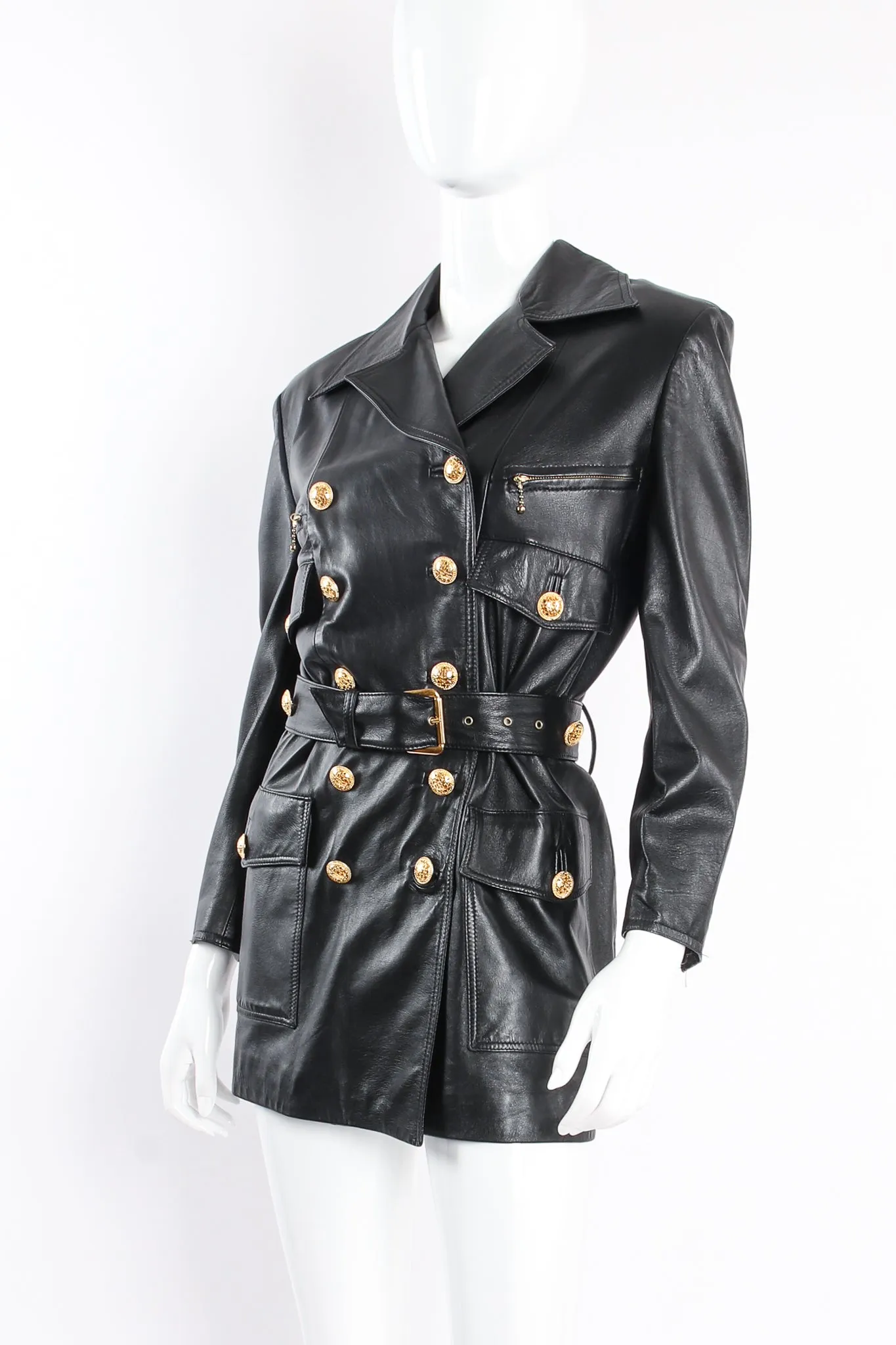 Double Breasted Leather Trench Coat