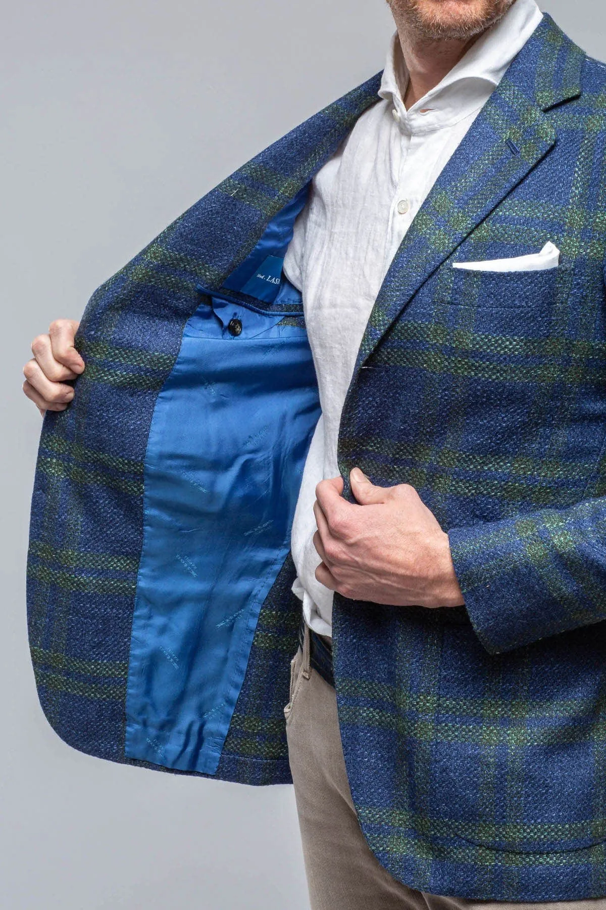 Elko Cashmere Sport Coat in Blue and Green