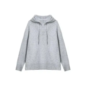 Embroidered Loose Knit Hooded Sweater