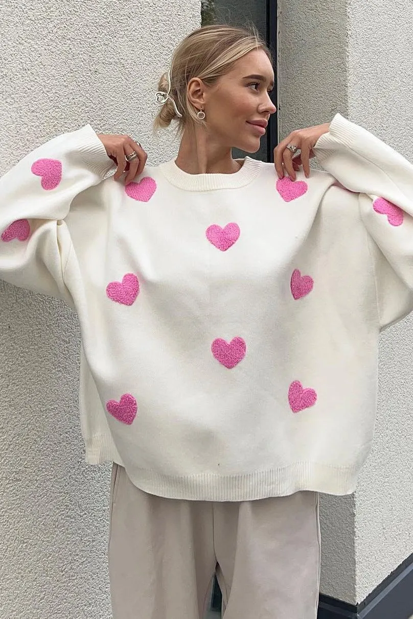Embroidered Thickened Knitted Loose Sweater