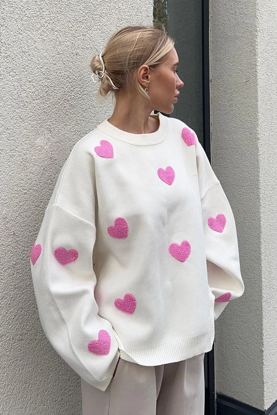 Embroidered Thickened Knitted Loose Sweater