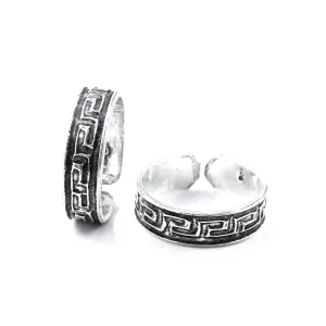 Ethnic Real 925 Silver Oxidized Women foot toe rings band - Pair