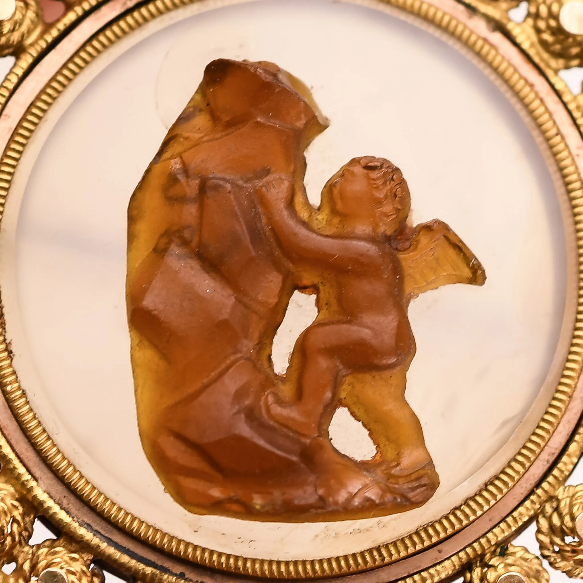 Etruscan Revival "The Struggle For True Love" Cameo Brooch