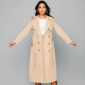 [Express Ship] PLT Beige Belted Double Breasted Trench Coat Size 6 SHIP NOW 🎀✈️