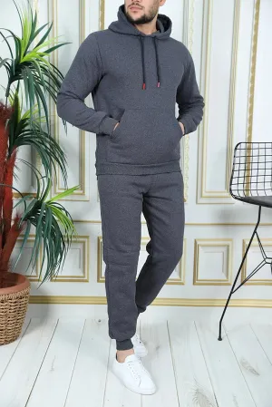 Exsport Men's Smoked Thread Half Zippered Cotton Inside Winter Tracksuit