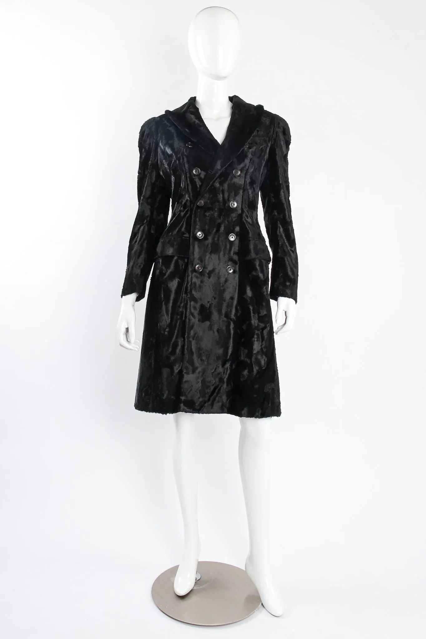 Faux Pony Panne Velvet Trench Coat