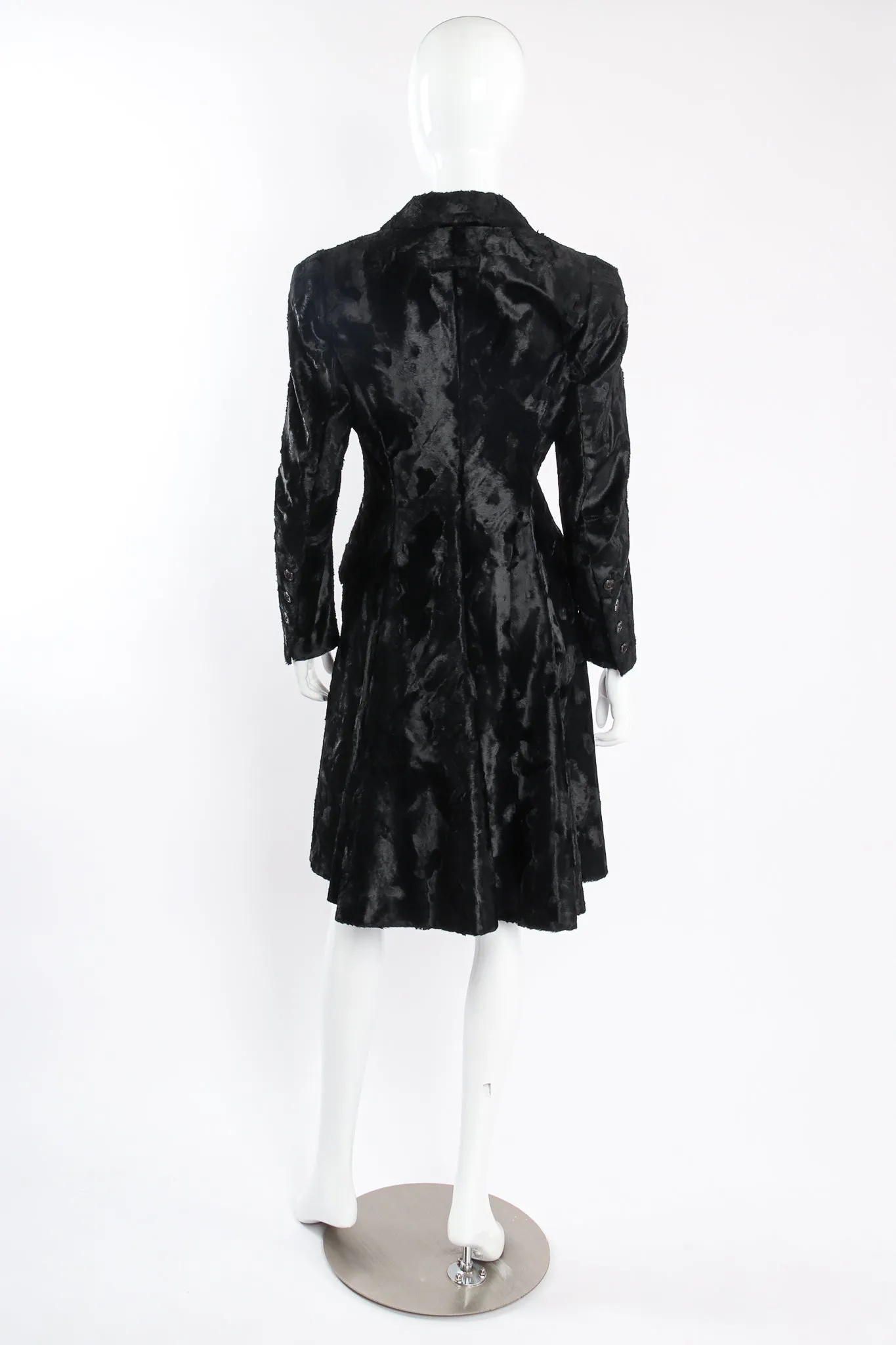 Faux Pony Panne Velvet Trench Coat