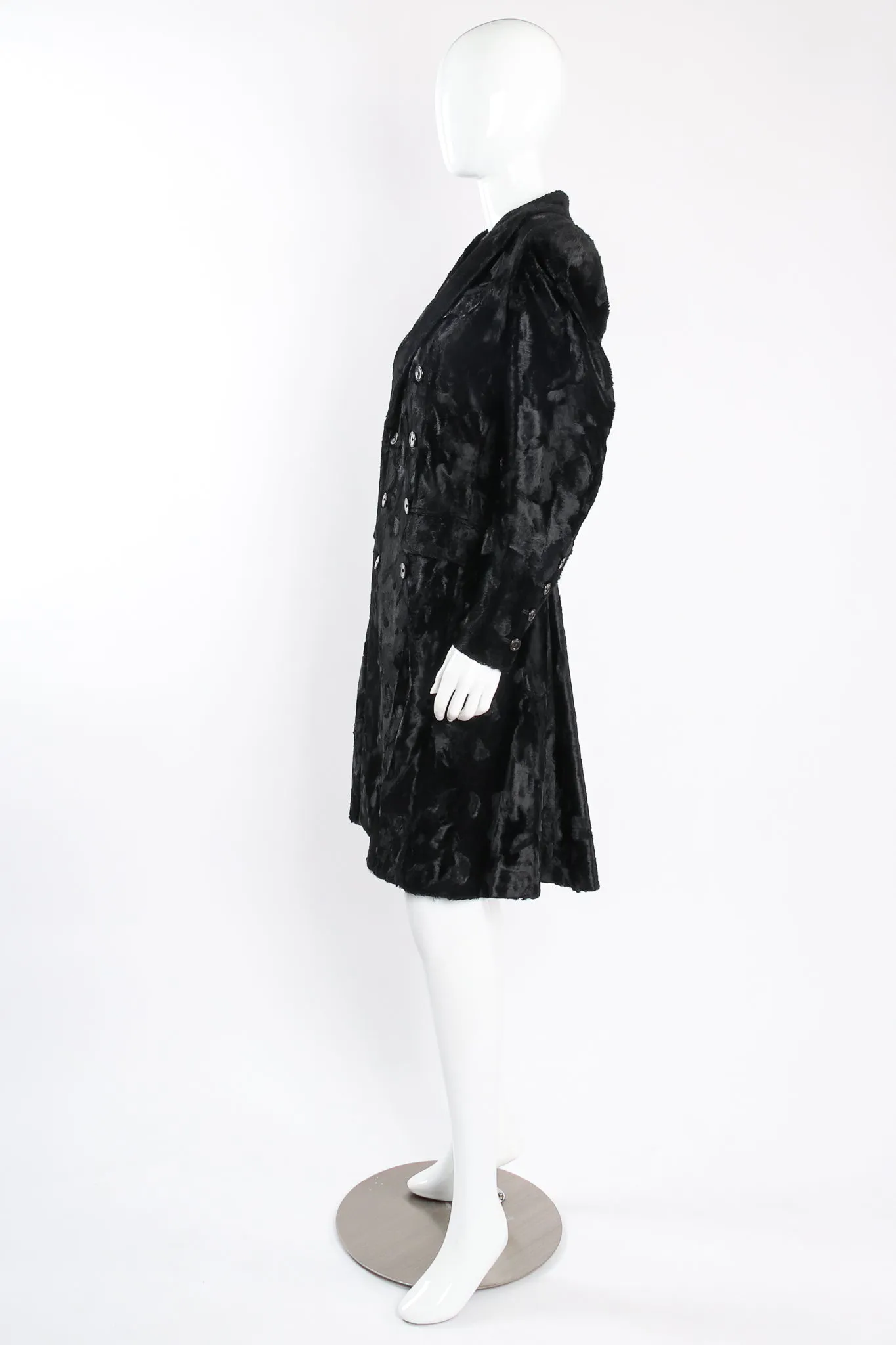 Faux Pony Panne Velvet Trench Coat
