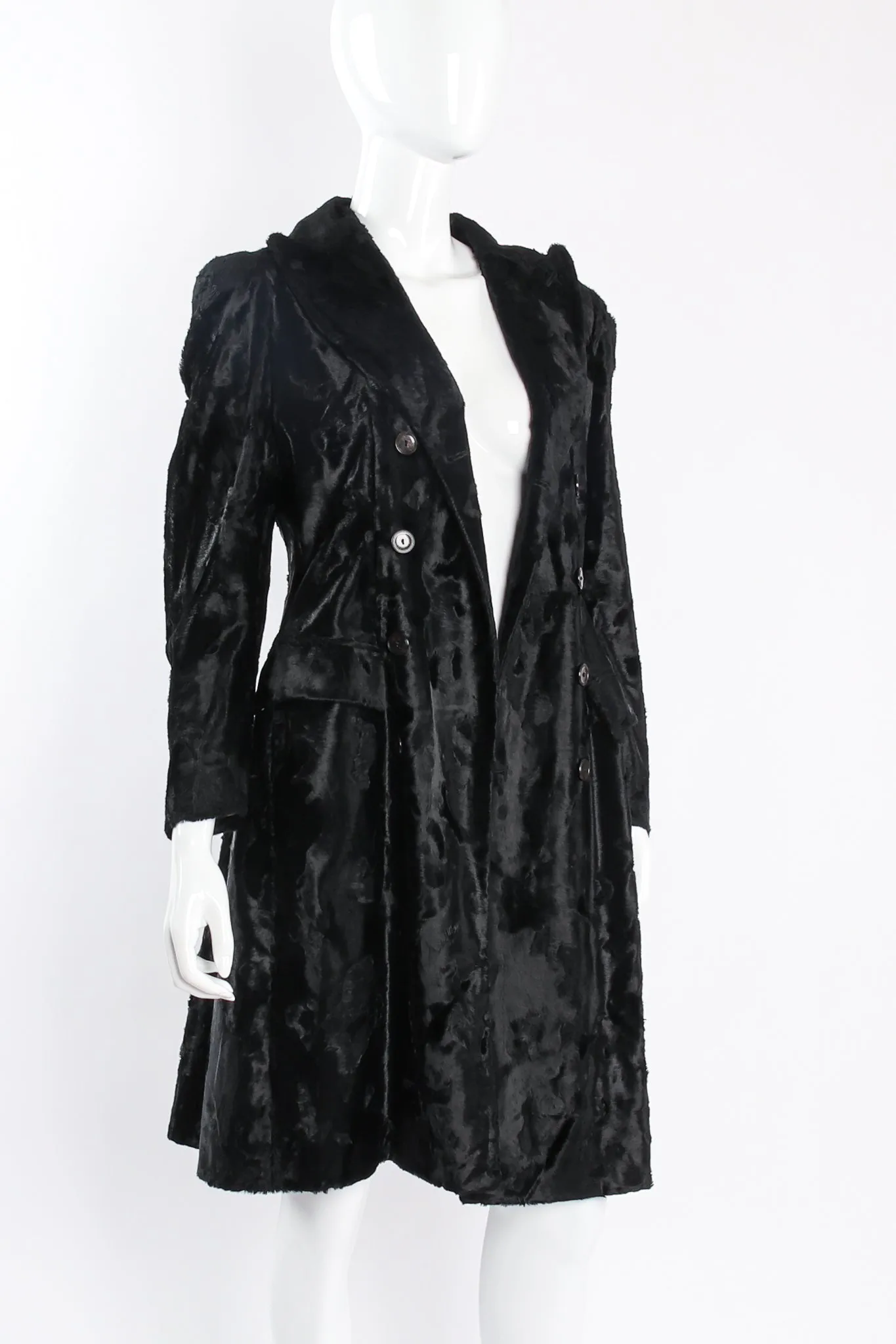 Faux Pony Panne Velvet Trench Coat