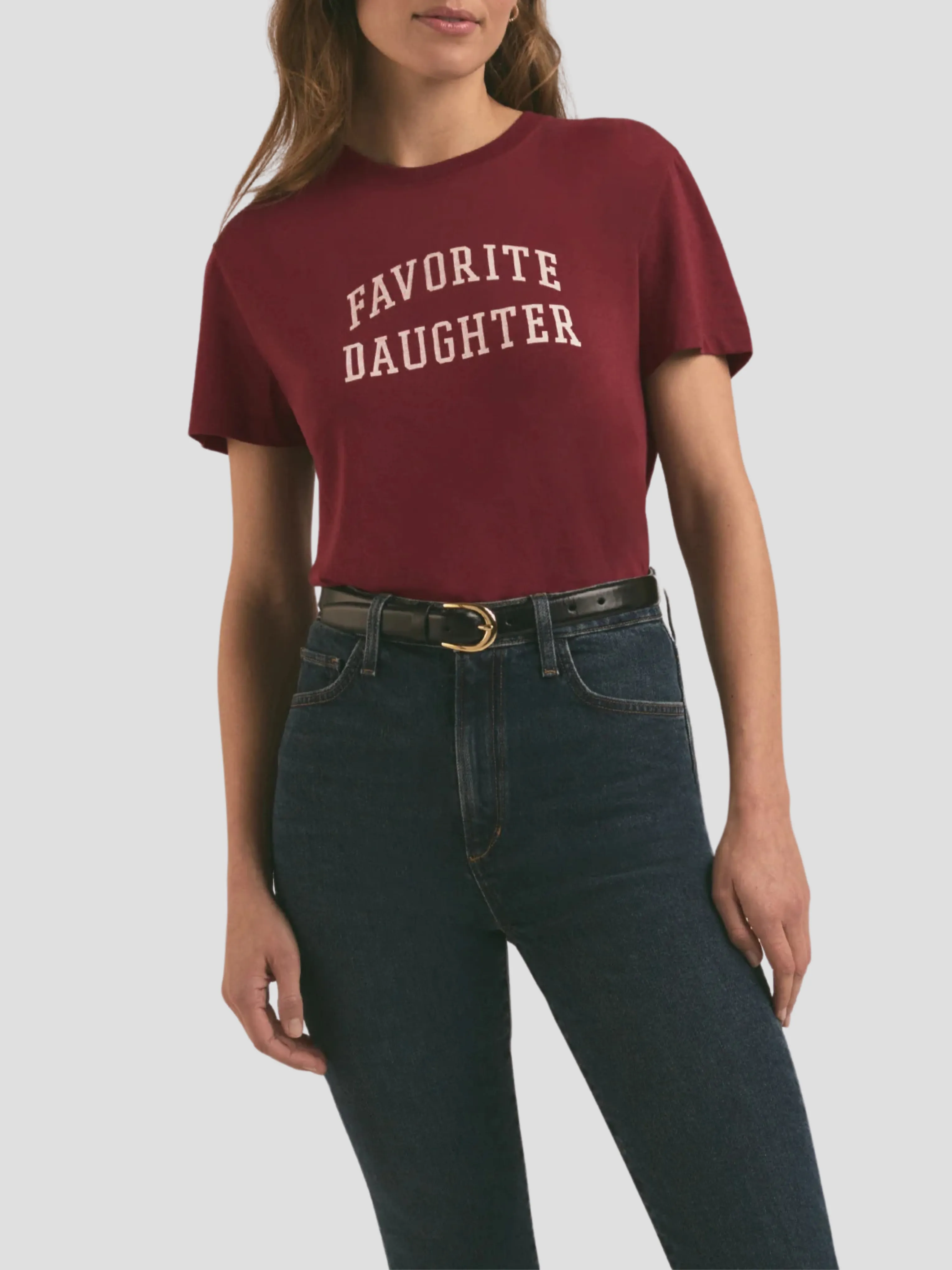 Favorite Daughter Crop Collegiate Tee in Burgundy