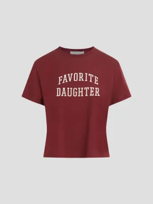 Favorite Daughter Crop Collegiate Tee in Burgundy