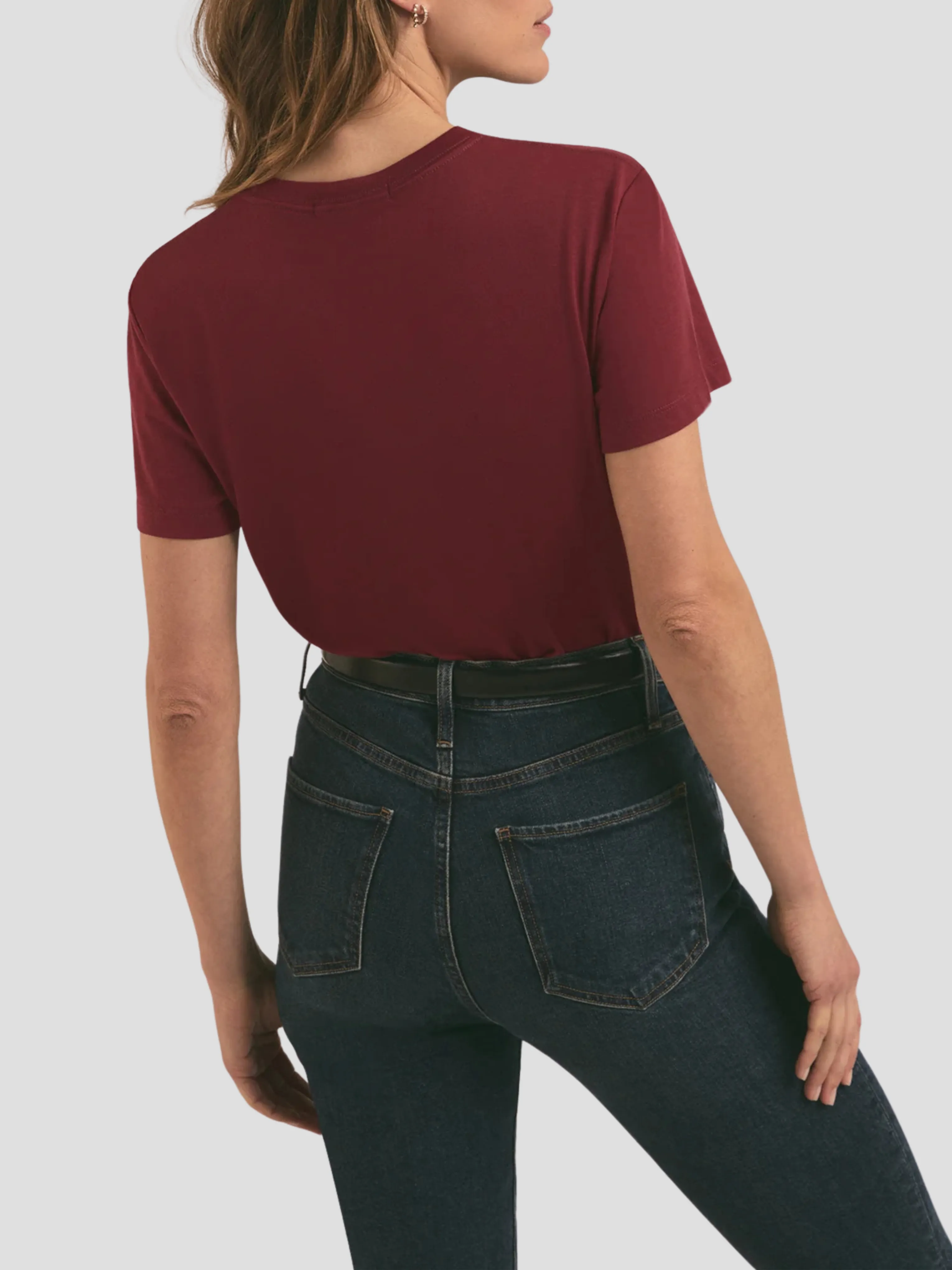 Favorite Daughter Crop Collegiate Tee in Burgundy