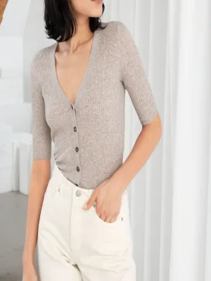 Fitted Cotton Blend Cardigan