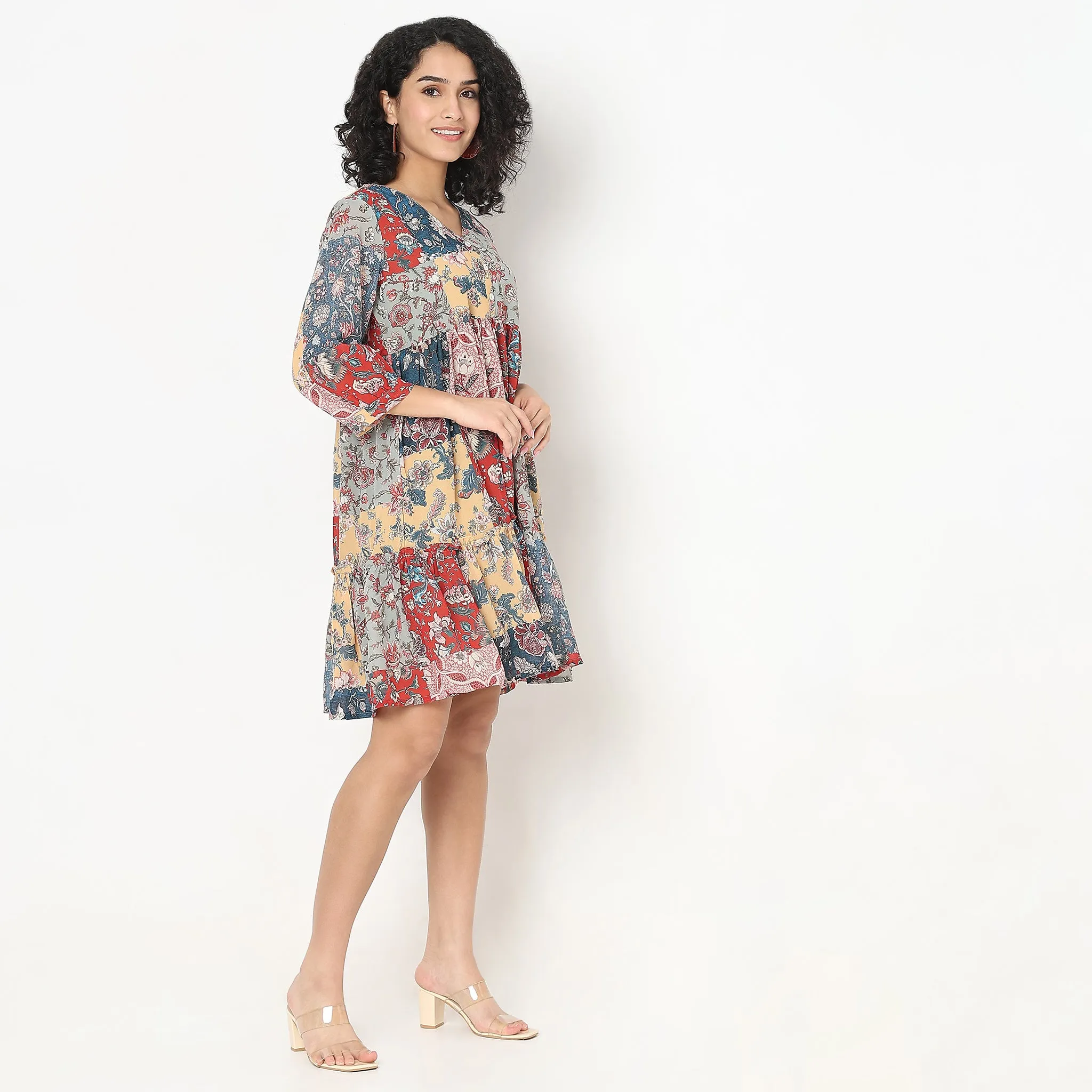 Flare Fit Printed Dress