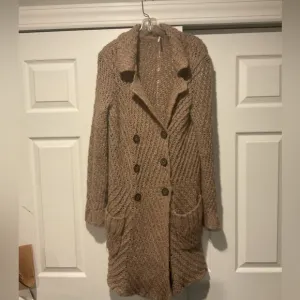 Free People Alpaca Wool Long Knit Cardigan Trench Sweater Coat Duster Jacket, M