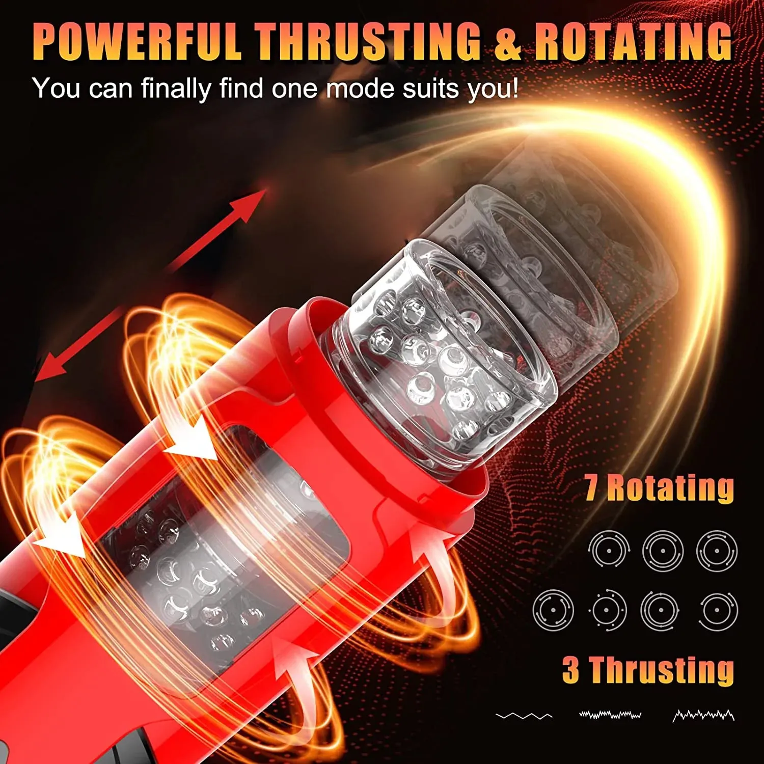 Free telescopic male masturbation cup that rotates into a vaginal vibrator