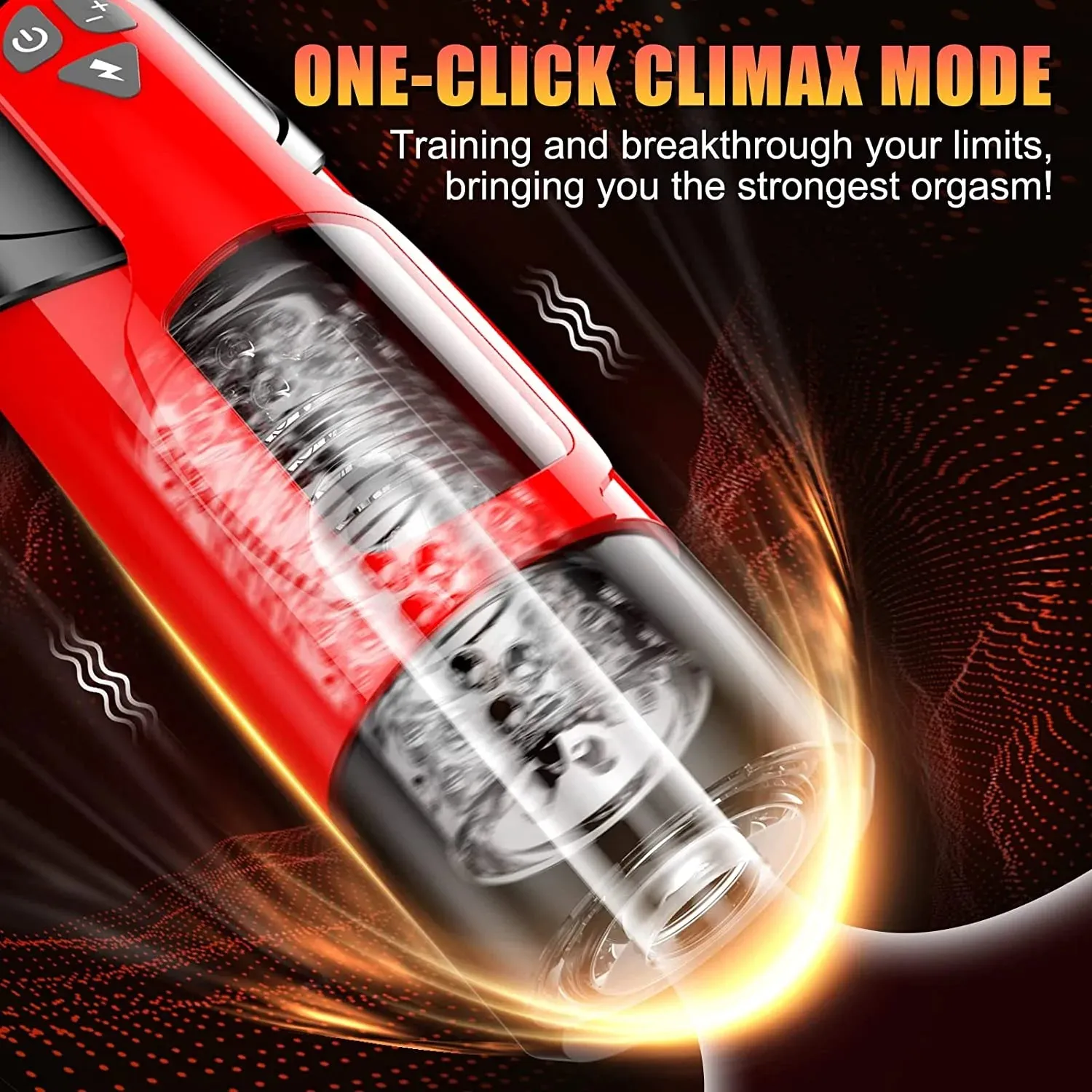 Free telescopic male masturbation cup that rotates into a vaginal vibrator