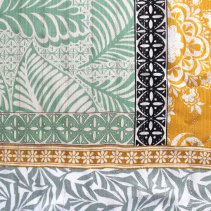 French 'dandelion and sage' boho metallic stripe viscose woven