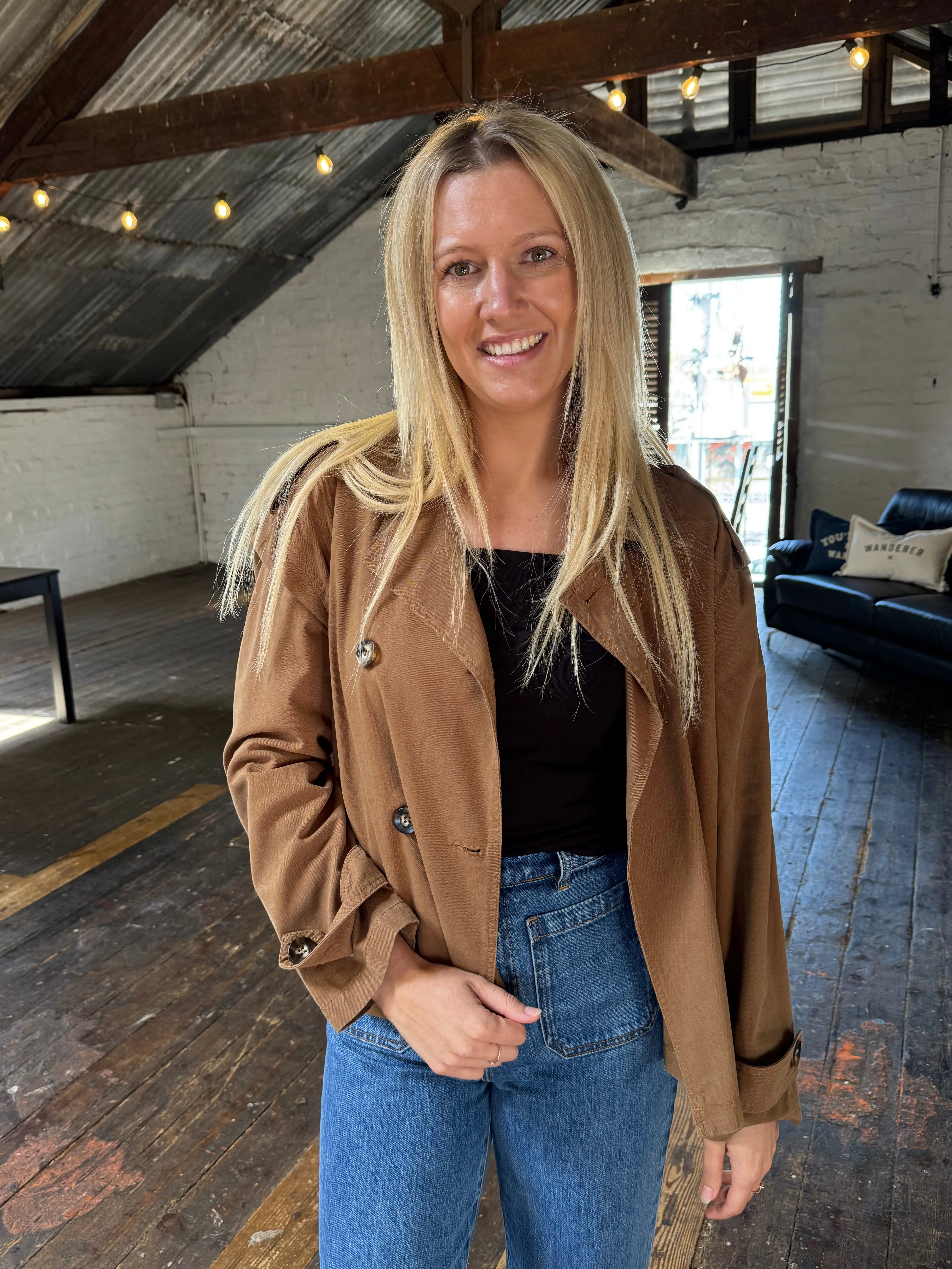 Freya Crop Trench - Toffee