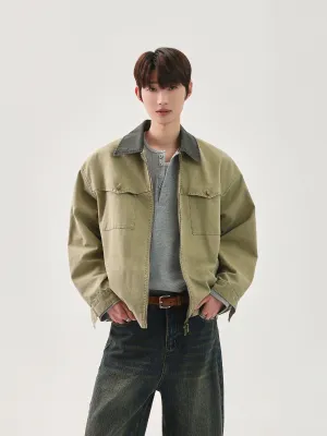 Full Zip denim Jacket with Lapels