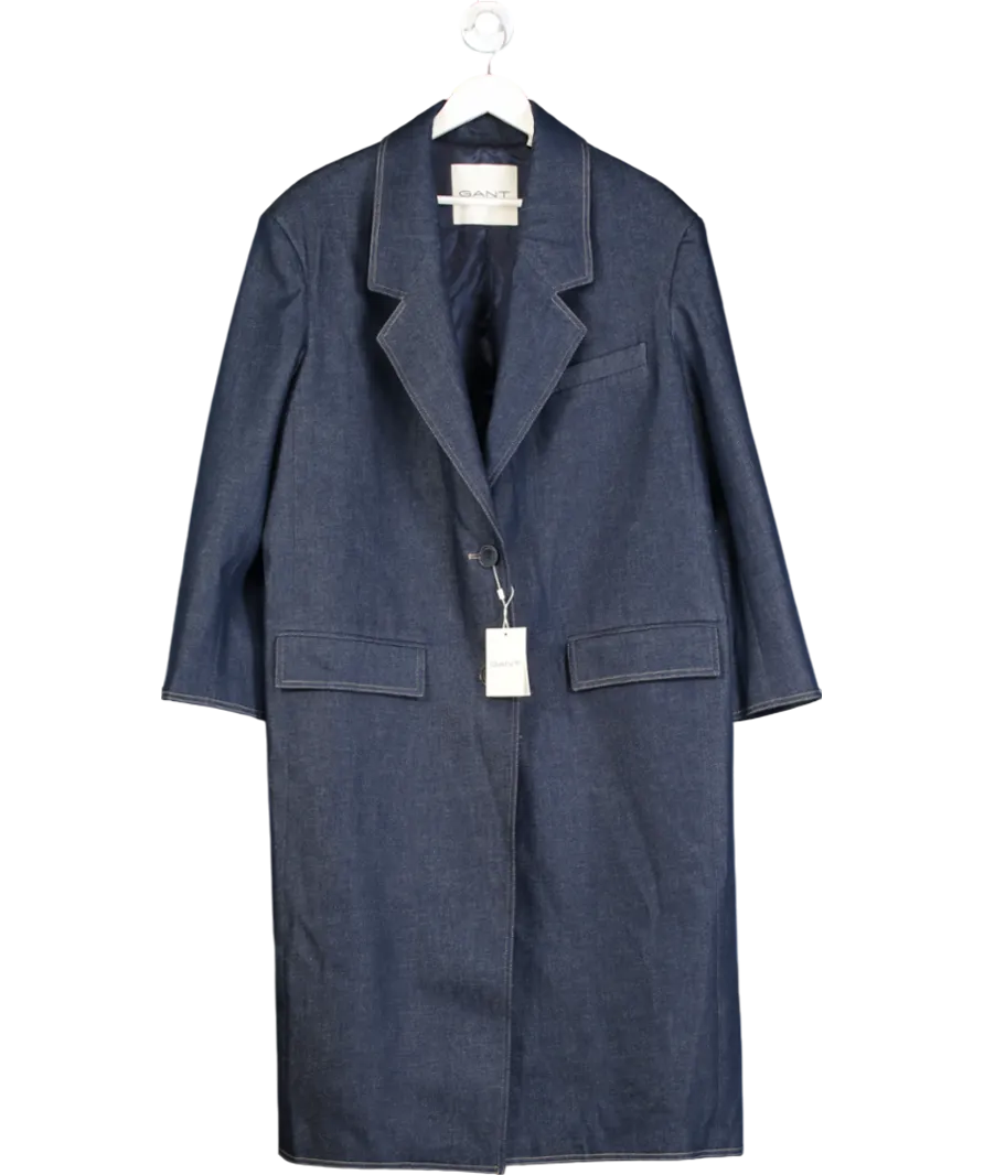 GANT Blue Denim Oversized Overcoat UK L
