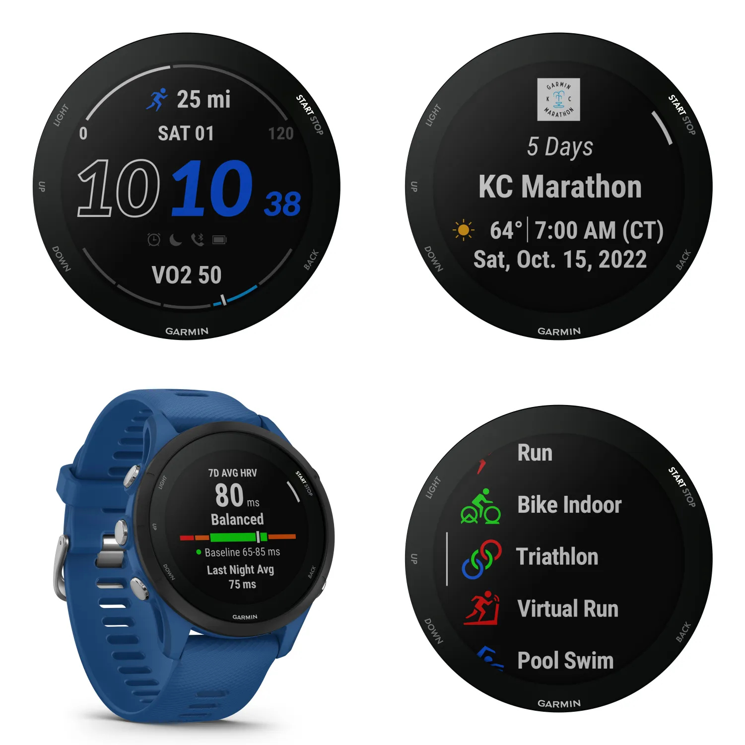 Garmin Forerunner 255 Series GPS Smartwatch, 46 mm or 41 mm with Wearable4U Bundle