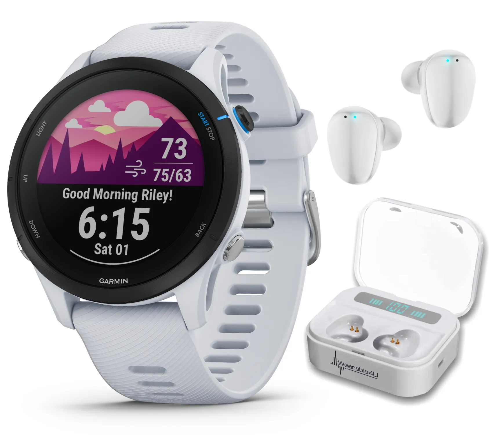 Garmin Forerunner 255 Series GPS Smartwatch, 46 mm or 41 mm with Wearable4U Bundle
