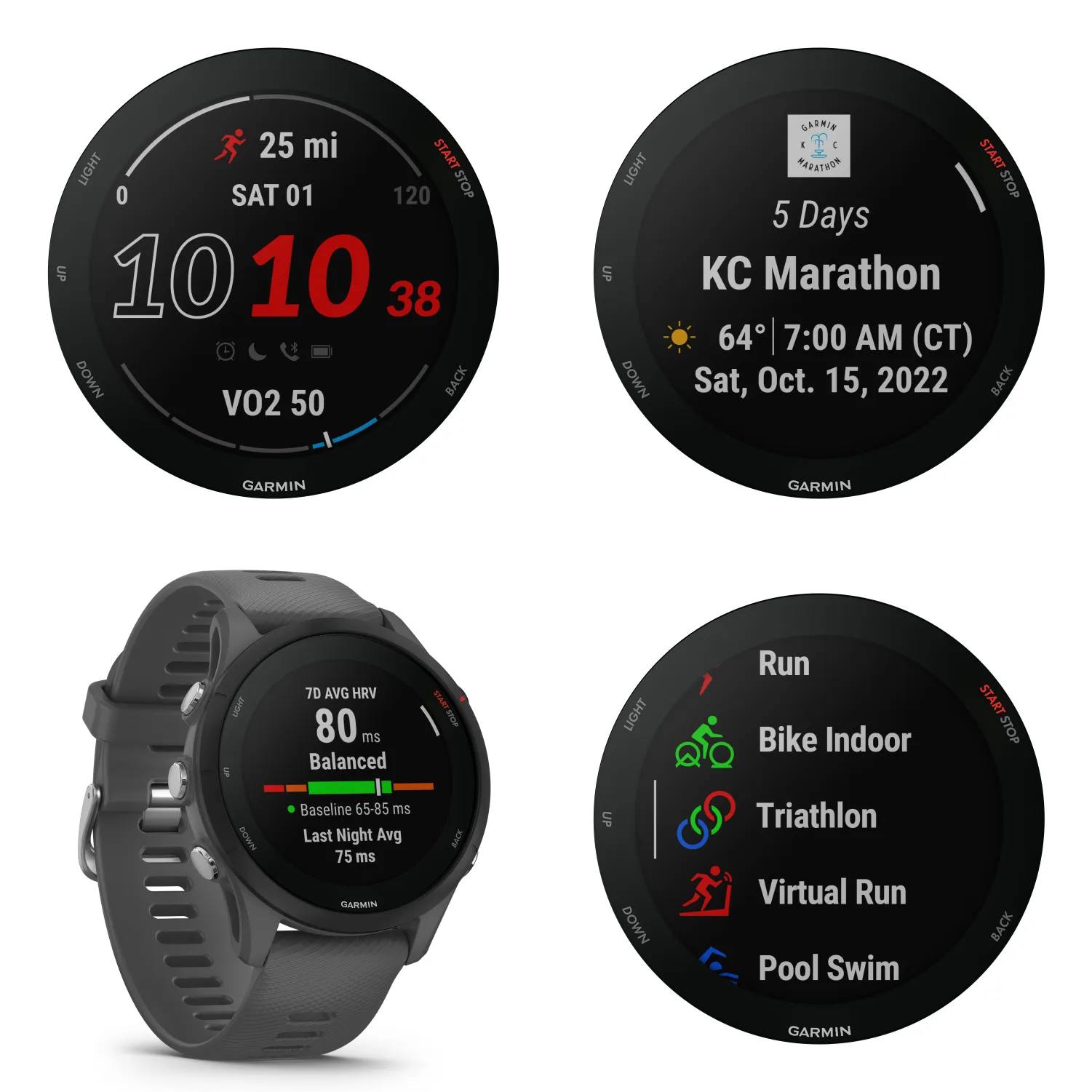 Garmin Forerunner 255 Series GPS Smartwatch, 46 mm or 41 mm with Wearable4U Bundle