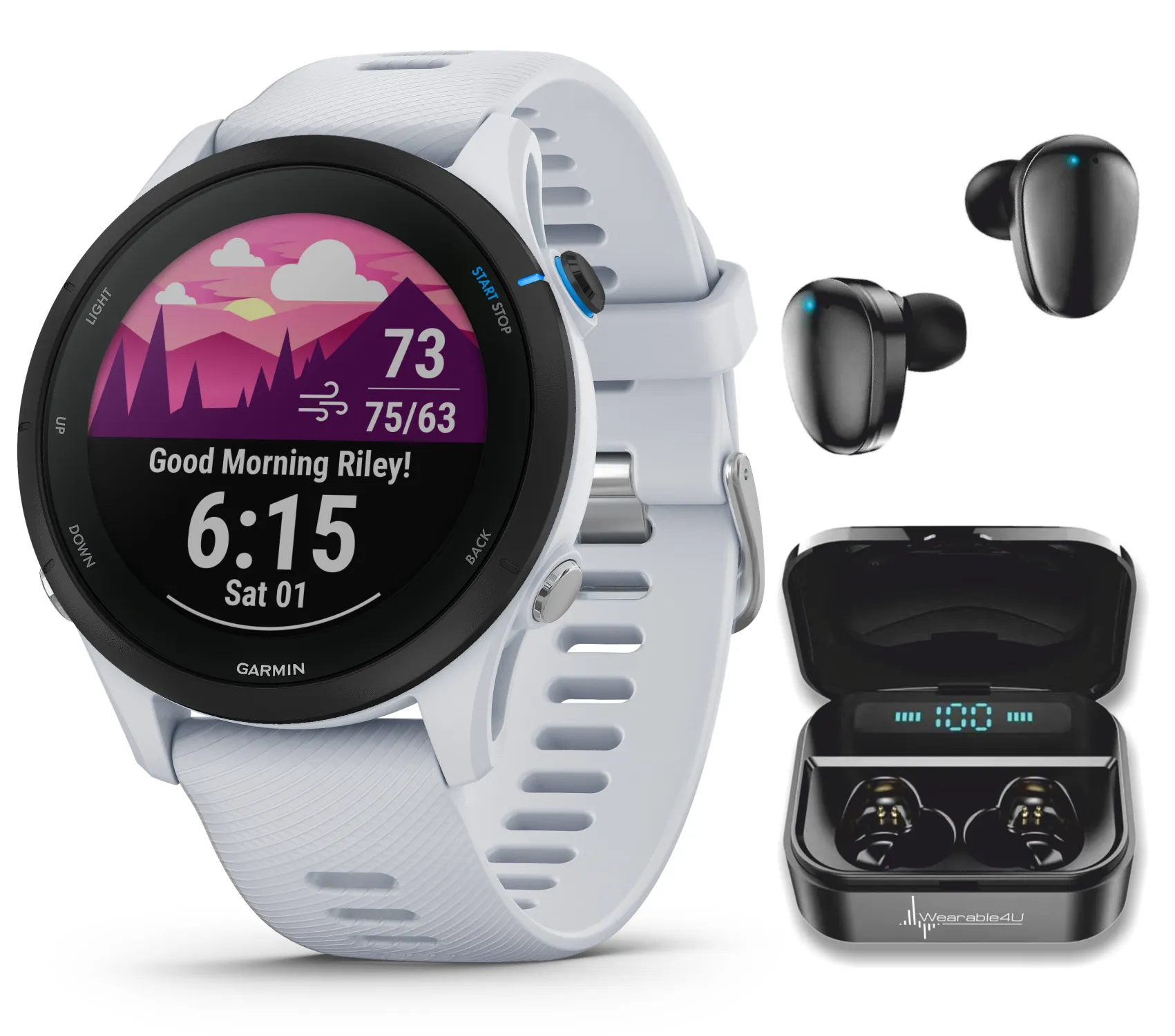 Garmin Forerunner 255 Series GPS Smartwatch, 46 mm or 41 mm with Wearable4U Bundle
