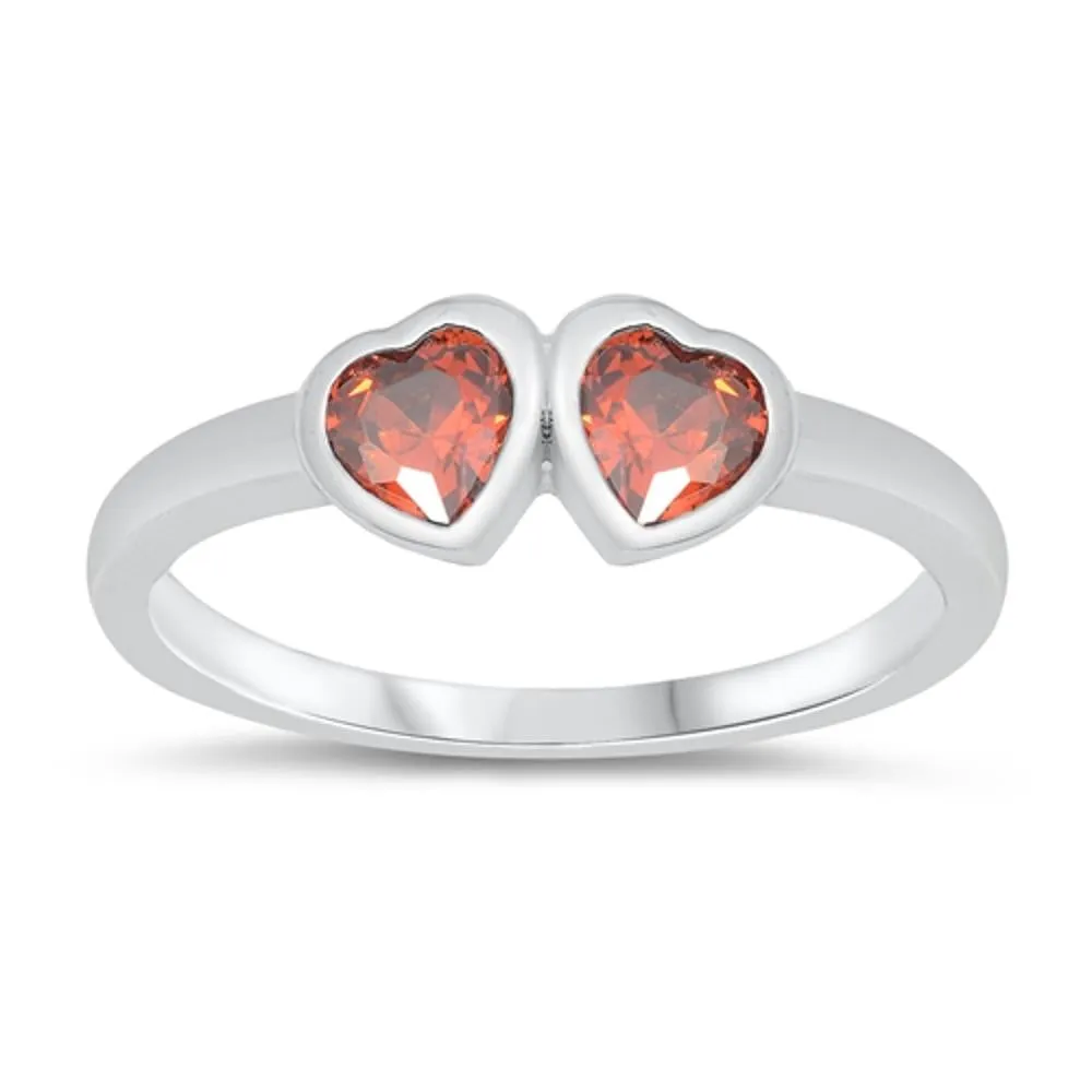 Garnet CZ Classic Heart Love Baby Ring New .925 Sterling Silver Band Sizes 1-5