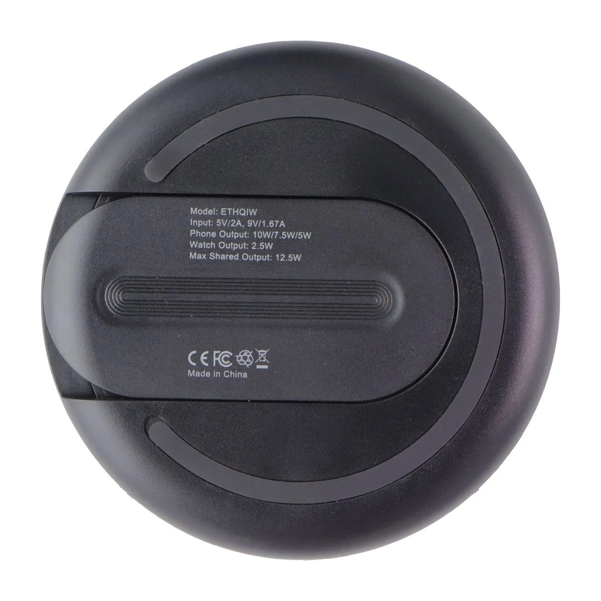Generic 12.5W Wireless Charging Pad with Watch Charger - Black (ETHQIW)