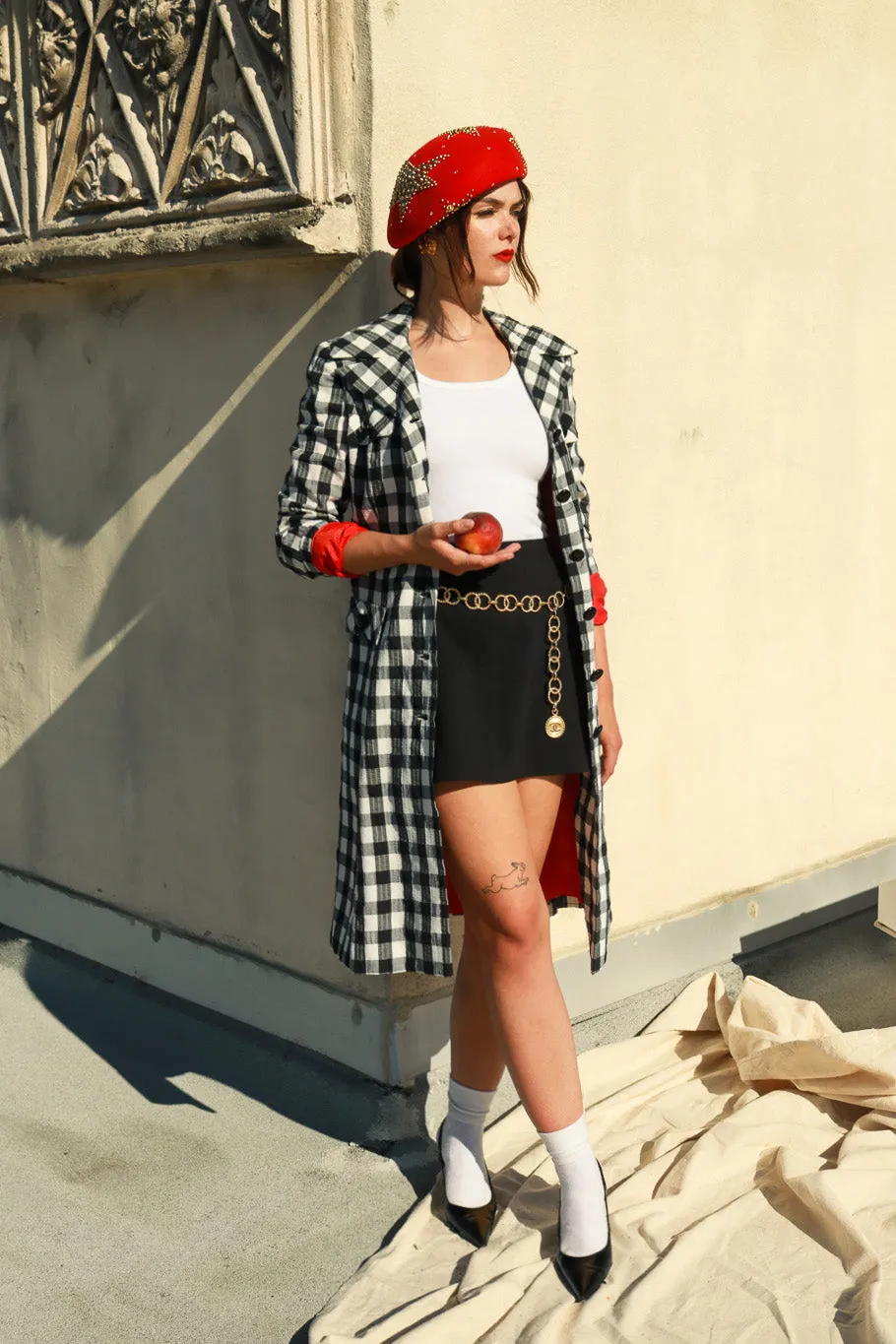 Gingham Trench Coat