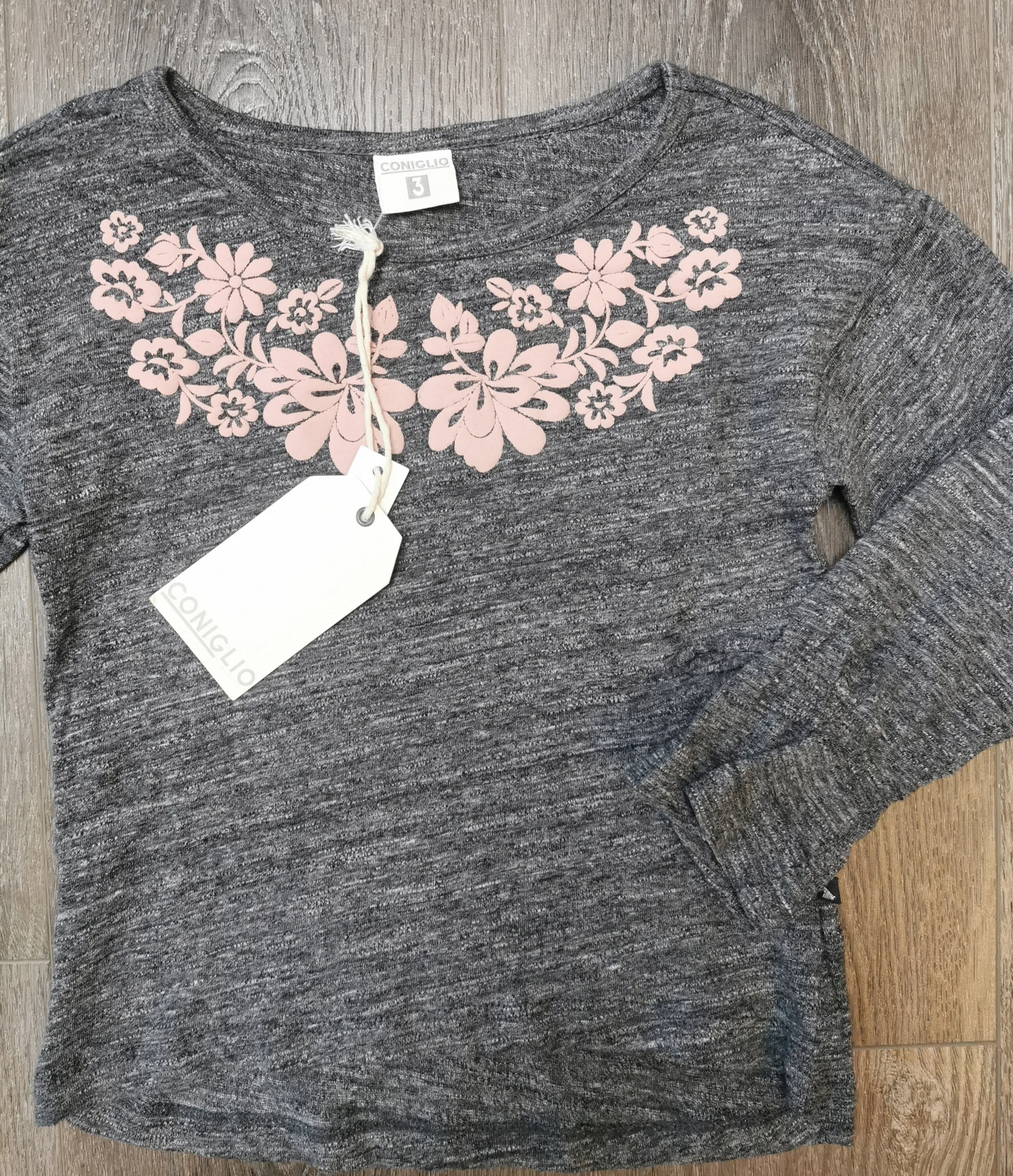 GIRL SIZE 3 YEARS - CONIGLIO, High-low, Long-sleeved, Floral Boho Top NWT B32