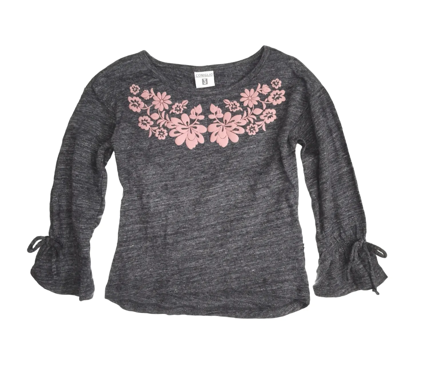 GIRL SIZE 3 YEARS - CONIGLIO, High-low, Long-sleeved, Floral Boho Top NWT B32