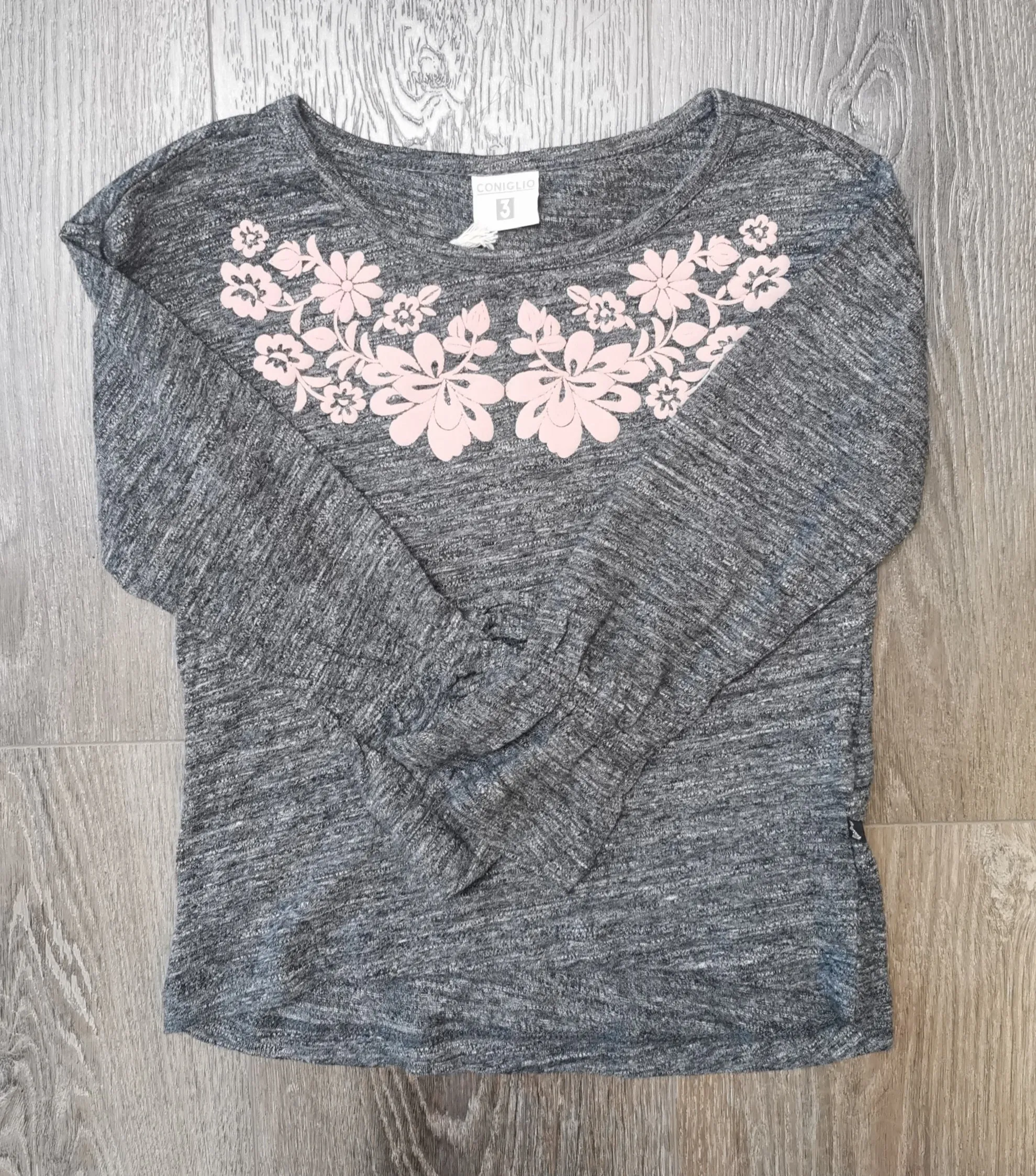 GIRL SIZE 3 YEARS - CONIGLIO, High-low, Long-sleeved, Floral Boho Top NWT B32