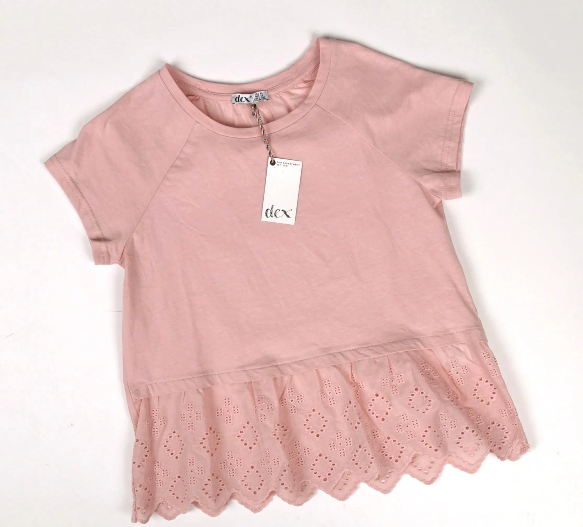 GIRL SIZE EXTRA LARGE (14 YEARS) - DEX Kids, Boho T-Shirt, Soft Pink NWT B54