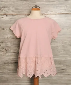 GIRL SIZE EXTRA LARGE (14 YEARS) - DEX Kids, Boho T-Shirt, Soft Pink NWT B54