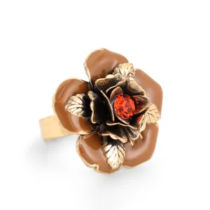 GOLD LEAF RED CRYSTAL ADJUSTABLE  RINGS #216OR5101 (1C9/1A14)