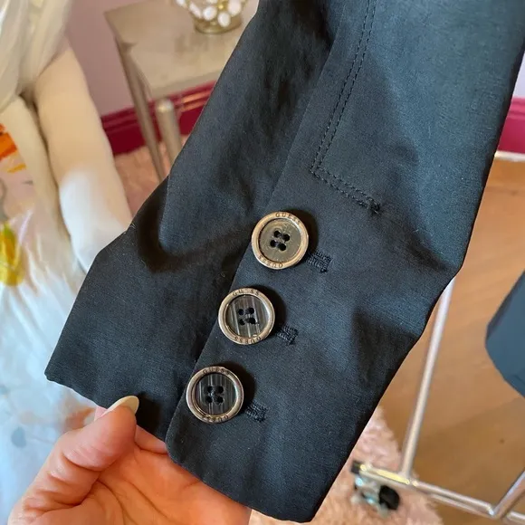 Guess Black Trench Coat Double breasted lightweight size medium