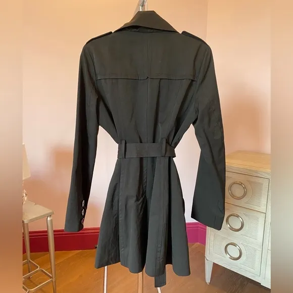 Guess Black Trench Coat Double breasted lightweight size medium