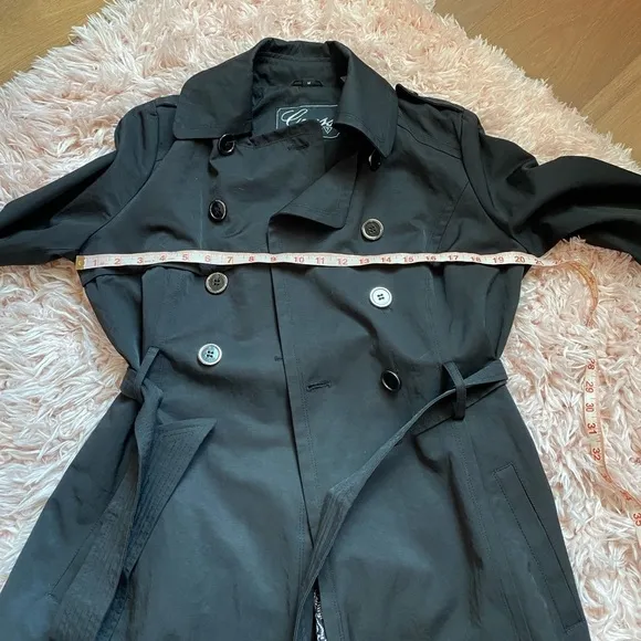 Guess Black Trench Coat Double breasted lightweight size medium